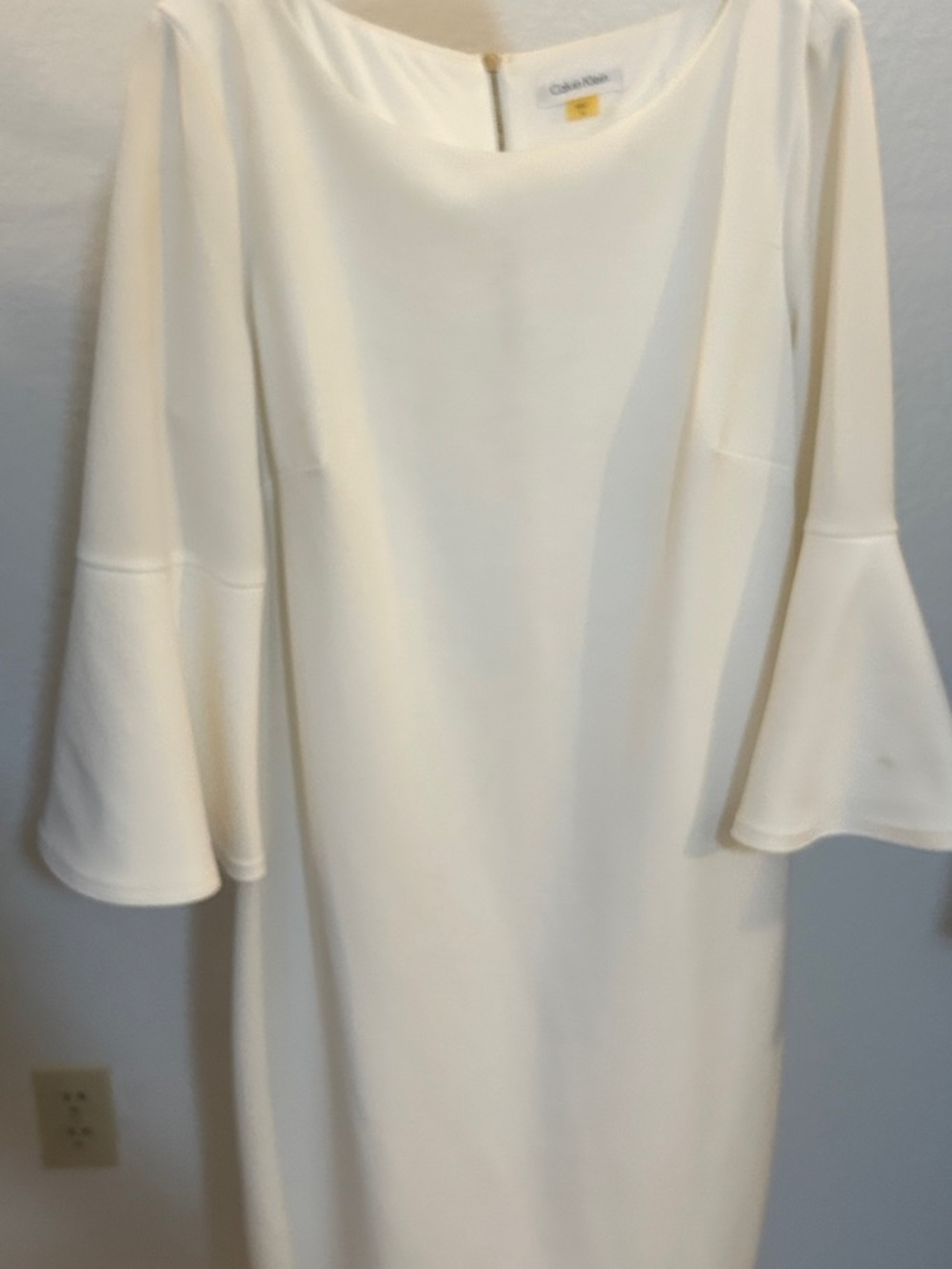 Calvin Klein Off-White Bell Sleeve Sheath Dress